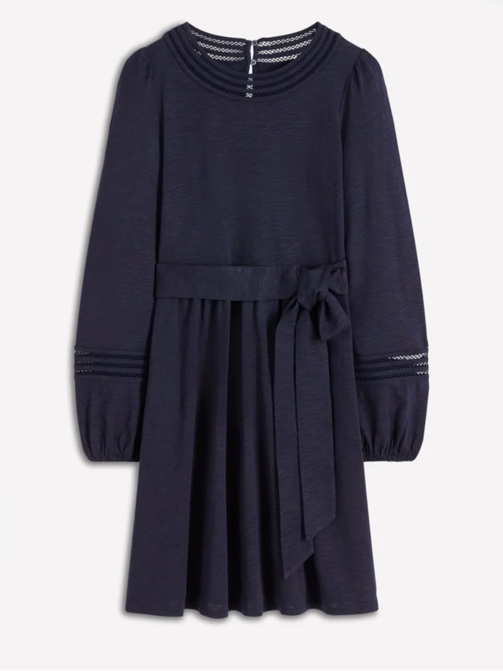 Boden Athina Trim Insert Short Dress - Size 10 - navy